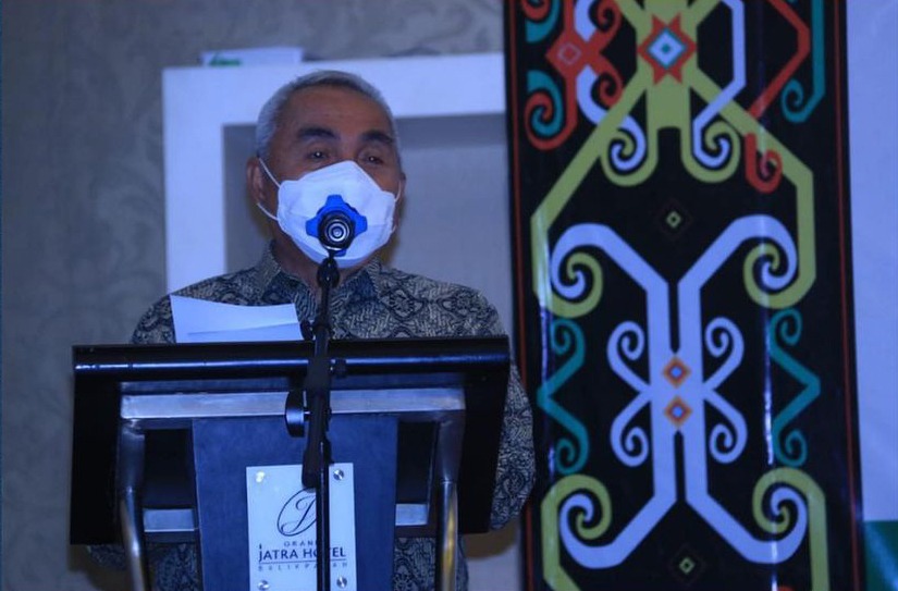 Isran Noor saat memberi sambutan di pelantikan pengurus IDAI Kaltim 2021—2024.