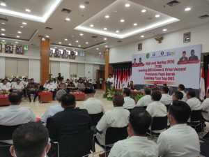 Bupati Kukar Edi Damansyah saat menghadiri High Level Meeting terkait Percepatan dan Perluasan Digitalisasi Daerah (TP2DD) Serta Laporan Kalan Bank Indonesia Kaltim tentang P2DD dan Laporan Dirut Bankaltimtara tentang ETPD serta Launching Pasar Siap QRIS serta Launching (QRIS) serta Virtual Account (VA) Pajak Daerah