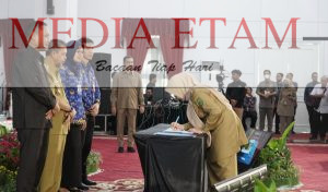 Bupati Berau, Sri Juniarsih, saat menghadiri Musrenbang Provinsi Kaltim di Samarinda pada Senin (17/4/2023). [Prokopim Setkab Berau / Mediaetam.com]