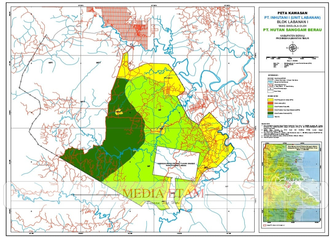 Peta areal yang dikelola oleh Hutan Sanggam. [Doc. Hutan Sanggam / Mediaetam.com]