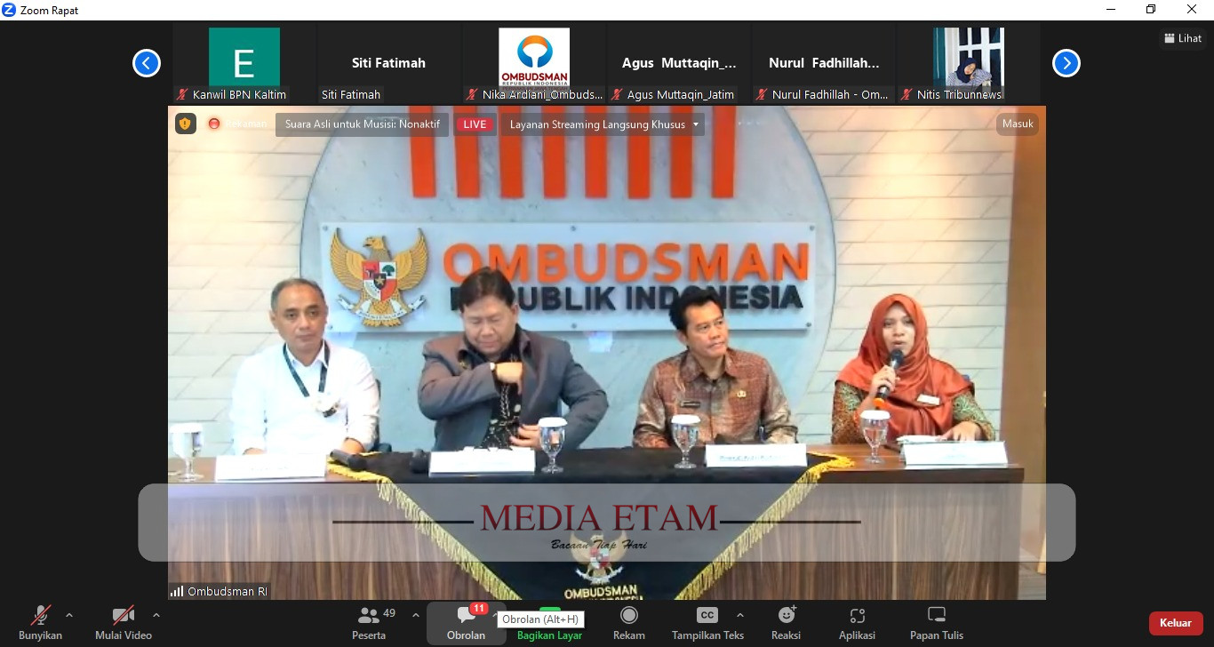 *Foto : Konferensi Pers Ombusdman RI Terkait Hasil Investigasi Dugaan Maladministrasi Kepemilikan Tanah di Wilayah IKN (Mujahid, Mediaetam.com)*