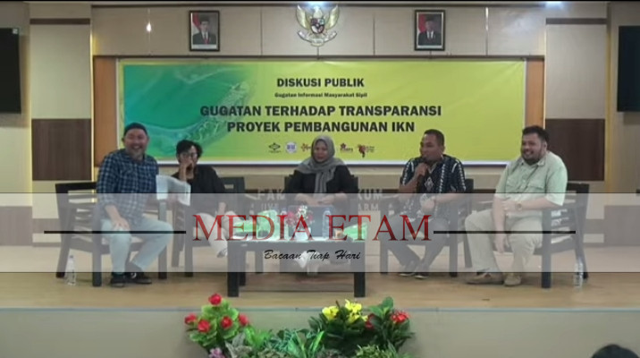 Foto : Diskusi Publik JATAM Kaltim dan FH Unmul terkait gugatan transparansi proyek pembangunan IKN (Mujahid ,Mediaetam.com)