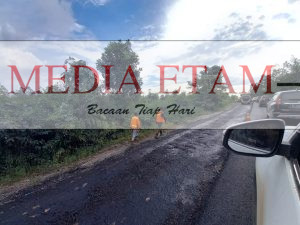 Perbaikan di salah satu ruas jalan Kaltim