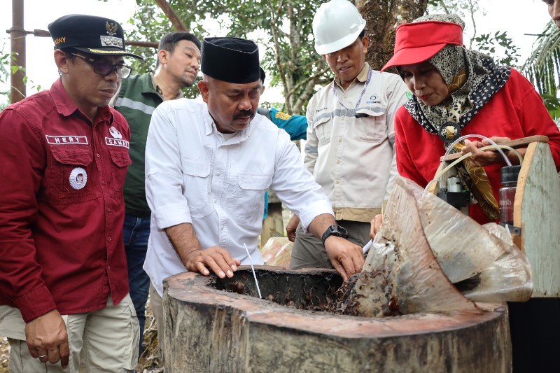 Edi mengunjungi budi daya madu kelulut (Doc. Prokom Kukar)