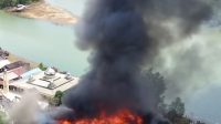 Kebakaran di Sanga sanga melalui pantauan drone (Facebook)