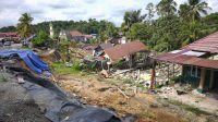 Rumah warga yang terdampak longsor di Desa Batuah KM 28 (DILLA)